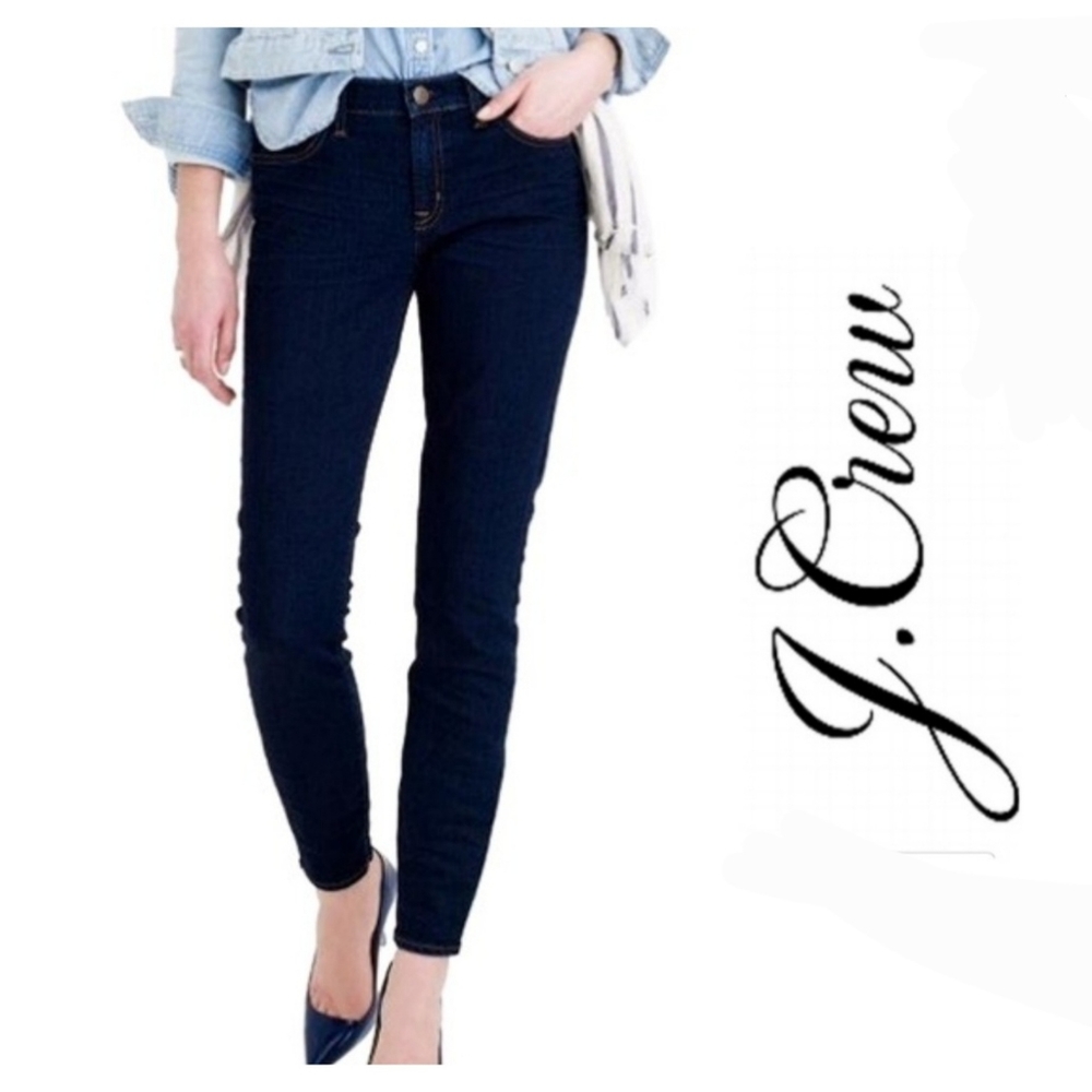 J. Crew Toothpick Dark Denim Skinny Jeans Size 26 Mid Rise
